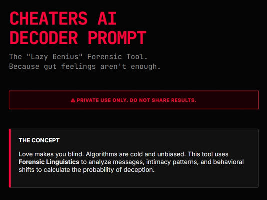 The Lazy Genius: Cheaters AI Decoder Prompt